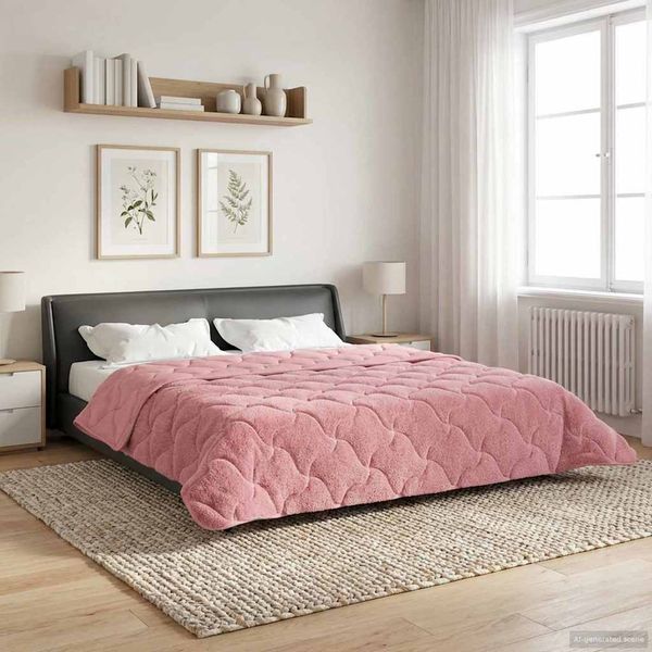 vidaXL Letná prikrývka Ružová 200 x 240 cm Mikrofáza a Teddy fleece