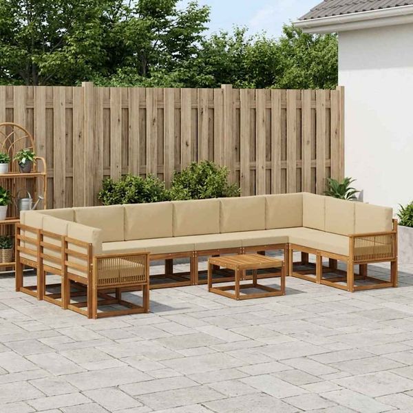 vidaXL Záhradná súprava gaučov s vankúšom 11 pcs Prírodná a béžová