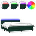 vidaXL Posteľný rám boxsping s matracom a LED tmavozelený 180x220 cm zamat