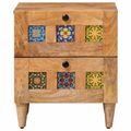 vidaXL Nočný stolík 2 ks Prírodná 40 x 33 x 46 cm Masívne mango drevo