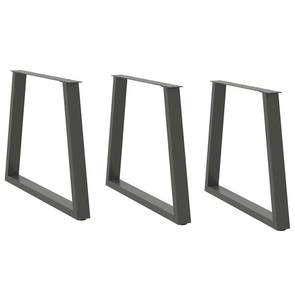vidaXL Nohy k jedálenskému stolu v tvare V, 3 ks, antracitové, 80 x (72-73,3) cm, oceľ