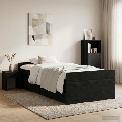 vidaXL Rám postele Čierny dub 100 x 200 cm Kompozitné drevo