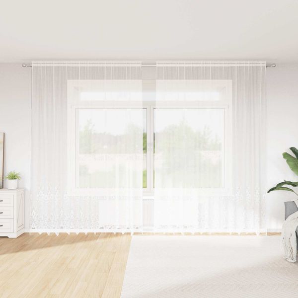 vidaXL Čipková záclona so záclonami Biela 260 x 300 cm Polyester