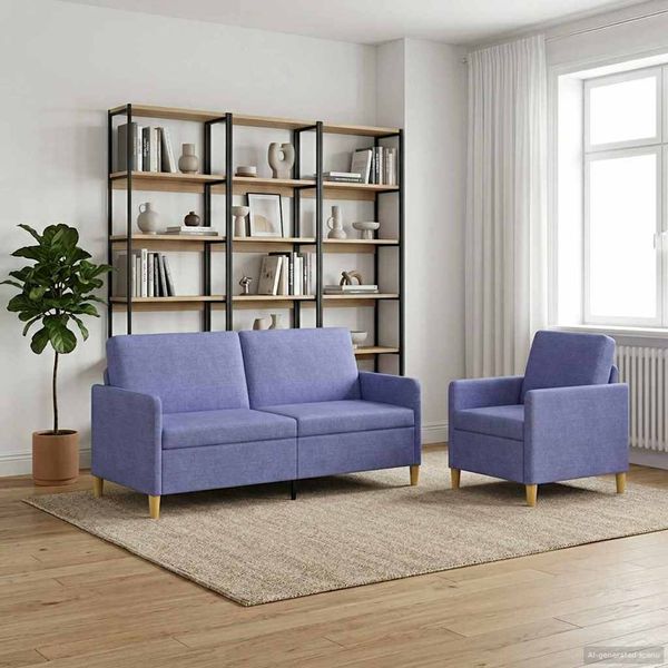 vidaXL Súprava pohovky s úložným priestorom 2 pcs Modrá džínovina