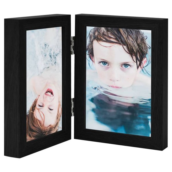 vidaXL Dvojitý fotorámik kolážový čierny 2x(13x18 cm)