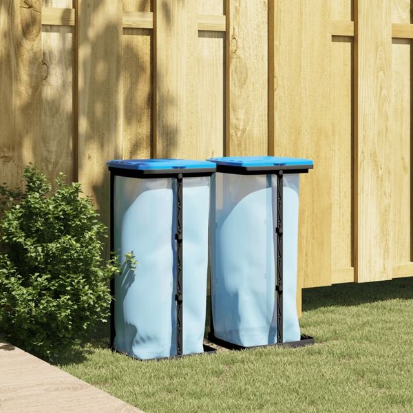 vidaXL Držiaky na odpadkové vrecia 2 ks čierno-modré 60 l PP