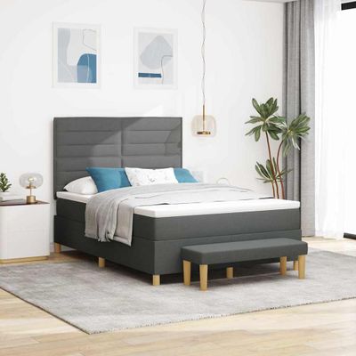 vidaXL Posteľ s pružinovým rámom Tmavo šedá 200 x 160 cm látka