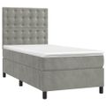 vidaXL Posteľný rám boxsping s matracom bledosivý 100x200 cm zamat