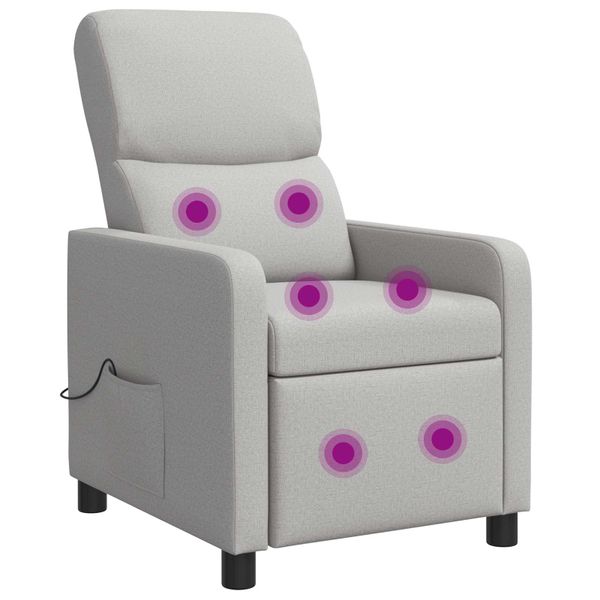 vidaXL Masážne relaxačné kreslo Oblá šedá Látka