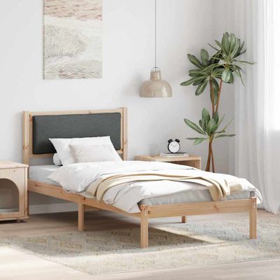 vidaXL Rám postele Tmavo šedá 90 x 200 cm Masívne borovicové drevo