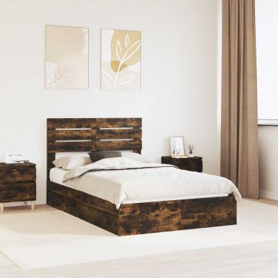 vidaXL Úložná posteľ Dymová dub 135 x 190 cm Kompozitné drevo