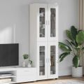 vidaXL Highboard FLORIN 60 x 35 x 182 cm Biela Kompozitné drevo