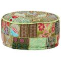 vidaXL Patchwork taburetka z bavlny okrúhla 40x20 cm zelená