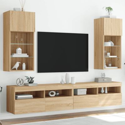 vidaXL TV skrinky s LED svetlami 2 ks dub sonoma 40,5x30x90 cm