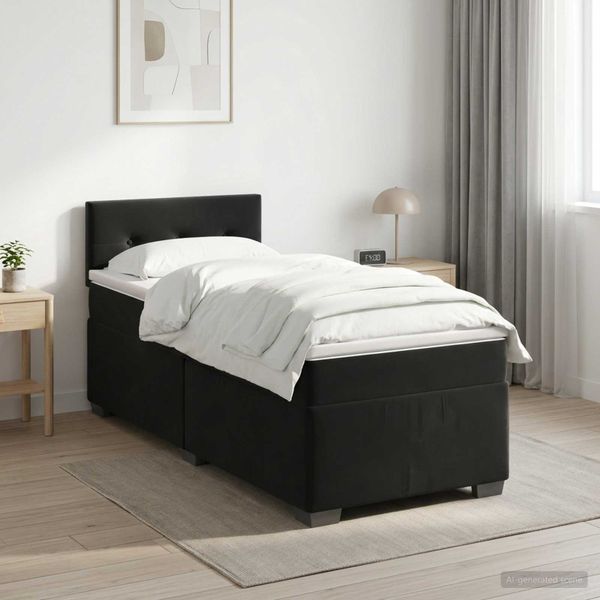 vidaXL Posteľ boxspring s matracom Čierna 100 x 200 cm Zamat