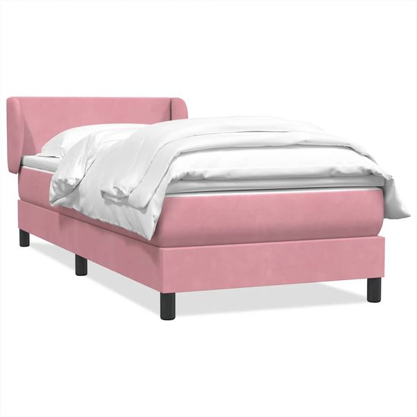 vidaXL Posteľný rám boxsping s matracom ružový 90x210 cm zamat
