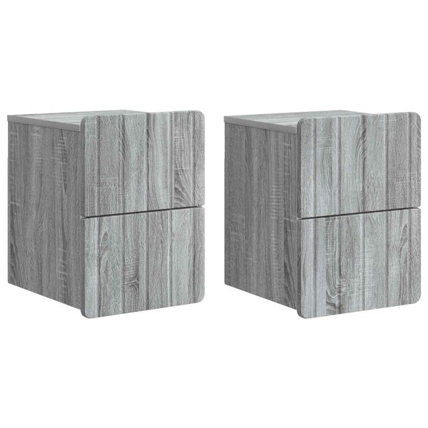 vidaXL Nástenná nočná skrinka 2 pcs Sivá sonoma 33 x 34,5 x 43 cm