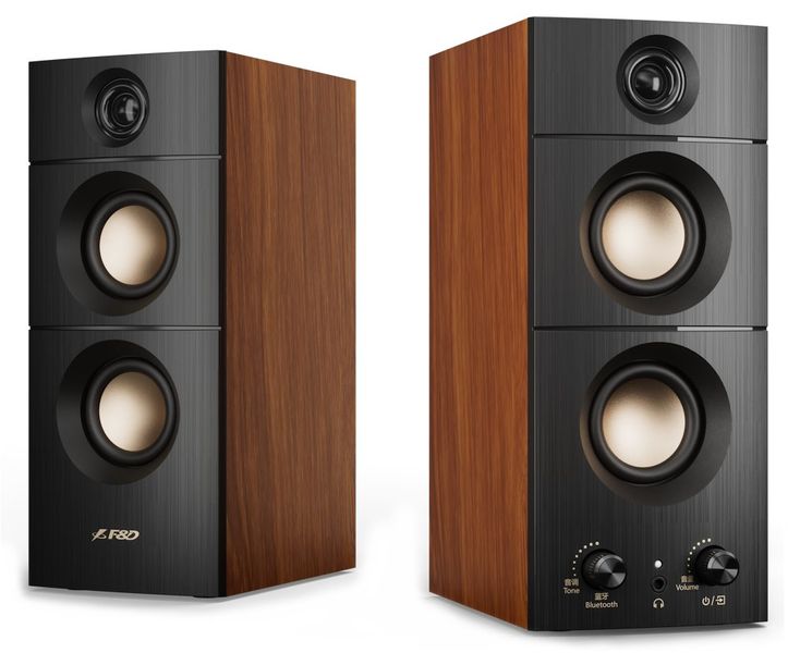 FENDA F&D repro R330BT/ 2.0/ 20W/ dřevěné/ černé/ BT5.3/ USB vstup reproduktory, 2.0, 20 W, 6 reproduktoru, Bluetooth 5.3, drevená skrín, USB, AUX, cerné