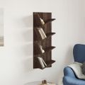 vidaXL Nástenná polica na knihy 4-poschodová hnedý dub 33x16x90 cm