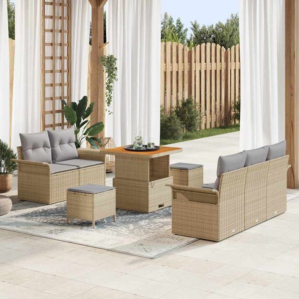 vidaXL Súprava záhradných pohoviek 8 pcs Beige a svetlo šedá