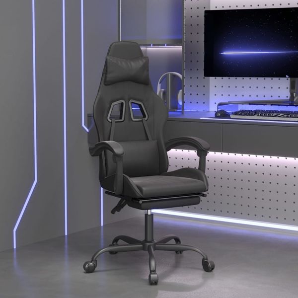vidaXL Otočná herná stolička s podnožkou čierna umelá koža