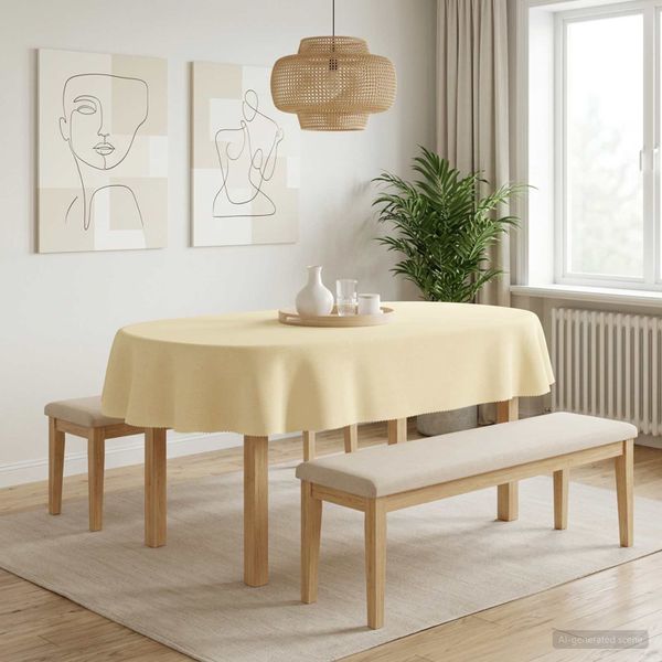 vidaXL Uterák na stôl 5 ks Oválny Krémovo biela 130 x 180 cm Polyester
