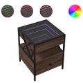 vidaXL Nočný stolík s nekonečnými LED hnedý dub 40x40x51 cm
