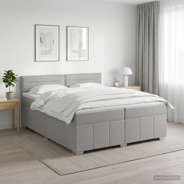 vidaXL Posteľ boxspring s matracom Svetlosivá 200 x 200 cm Látka