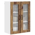vidaXL Nástenný sklenený kabinet PORTO Staré drevo 60 x 31 x 80 cm