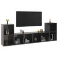 vidaXL TV skrinky 4 ks, lesklé sivé 72x35x36,5 cm, kompozitné drevo