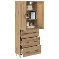 vidaXL Highboard Remeselný dub 69,5 x 34 x 180 cm Kompozitné drevo
