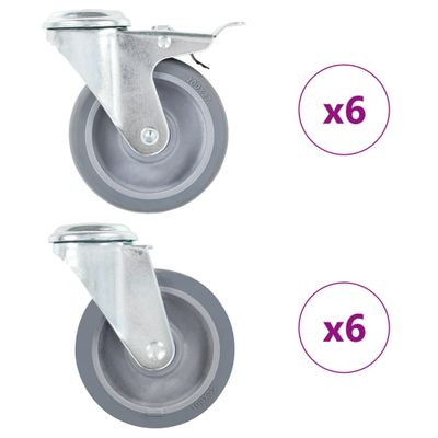 vidaXL 12 ks otočné kolieska s otvorom na skrutku 100 mm