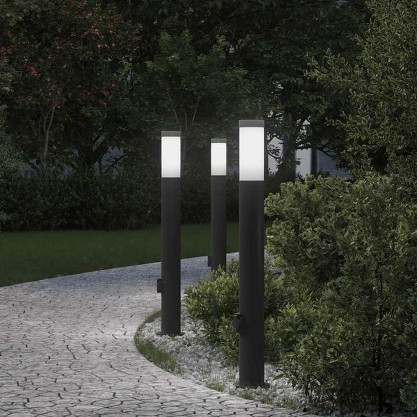 vidaXL Stĺpikové svetlá so zásuvkou 3 ks 80 cm nehrdzavejúca oceľ IP44