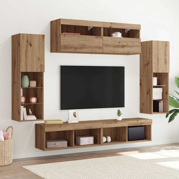 vidaXL Zostava TV skriniek Nástenný 6 pcs dub artisan Kompozitné drevo