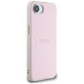 Guess HC MagSafe PU Grained Gold Ring case for iPhone 16e Pink