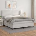 vidaXL Boxspring posteľ s matracom biela 160x200 cm umelá koža