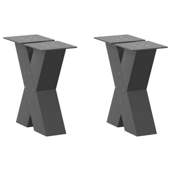 vidaXL Nohy konferenčného stolíka v tvare X, 2 ks, antracitové, 40 x (30-31) cm, oceľ