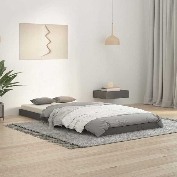 vidaXL Posteľný rám sivý 90x200 cm borovicový masív