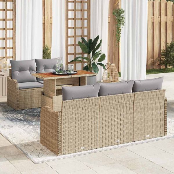 vidaXL Súprava záhradných pohoviek 6 pcs Beige a svetlo šedá polyratan