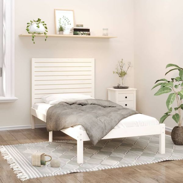 vidaXL Posteľný rám biely masívne drevo 90x200 cm