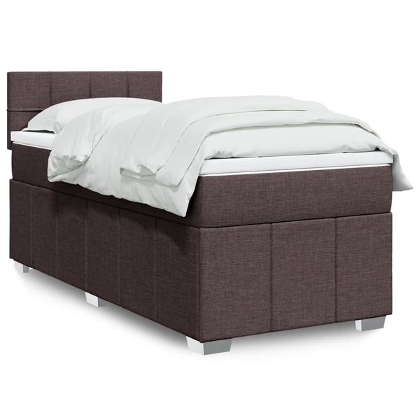vidaXL Posteľný rám boxsping s matracom hnedý 90x200 cm látka