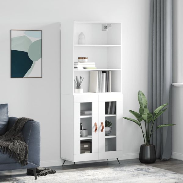 vidaXL Vysoká skrinka biela 69,5x34x180 cm spracované drevo