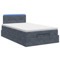 vidaXL Ottoman posteľ s matracom a LED Tmavosivá 120 x 190 cm Zamat