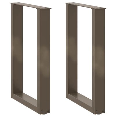 vidaXL Nohy k jedálenskému stolu v tvare U, 2 ks, prírodná oceľ, 50 x (72-73) cm, oceľ