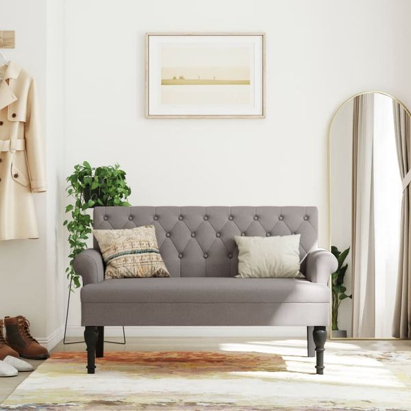 vidaXL Lavička s operadlom sivohnedá 120x62x75,5 cm látka