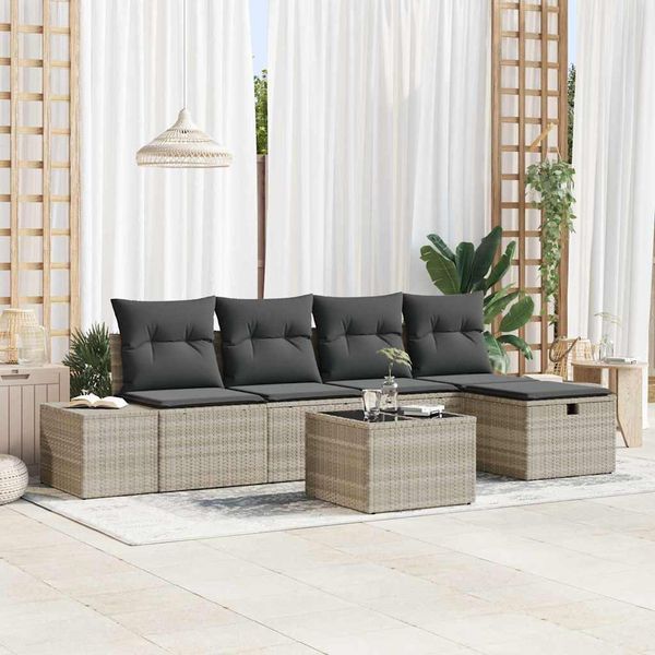 vidaXL Sada pohoviek s vankúšom 6 pcs polyratan