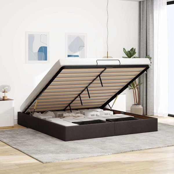 vidaXL Osmanský rám postele bez matraca Tmavohnedá 200x200 cm Látka