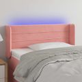 vidaXL Čelo postele s LED ružové 83x16x78/88 cm zamat