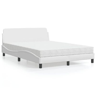 vidaXL Posteľ s matracom Dover biela 120x200 cm umelá koža