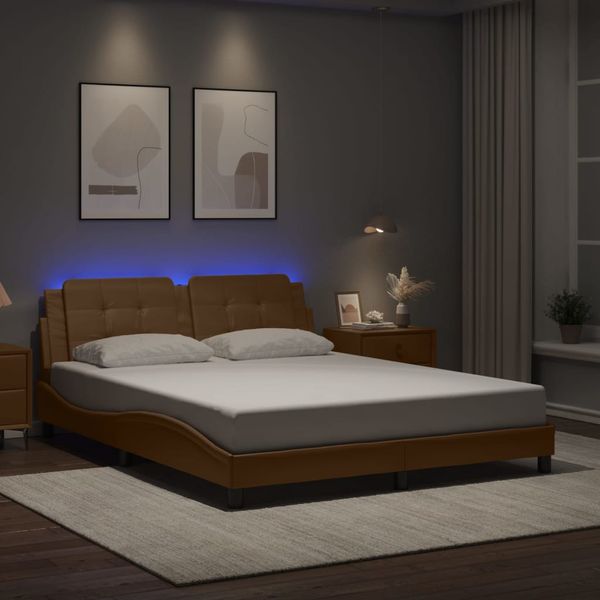 vidaXL Rám postele s LED bez matraca Zadar kapučínový 160x200 cm